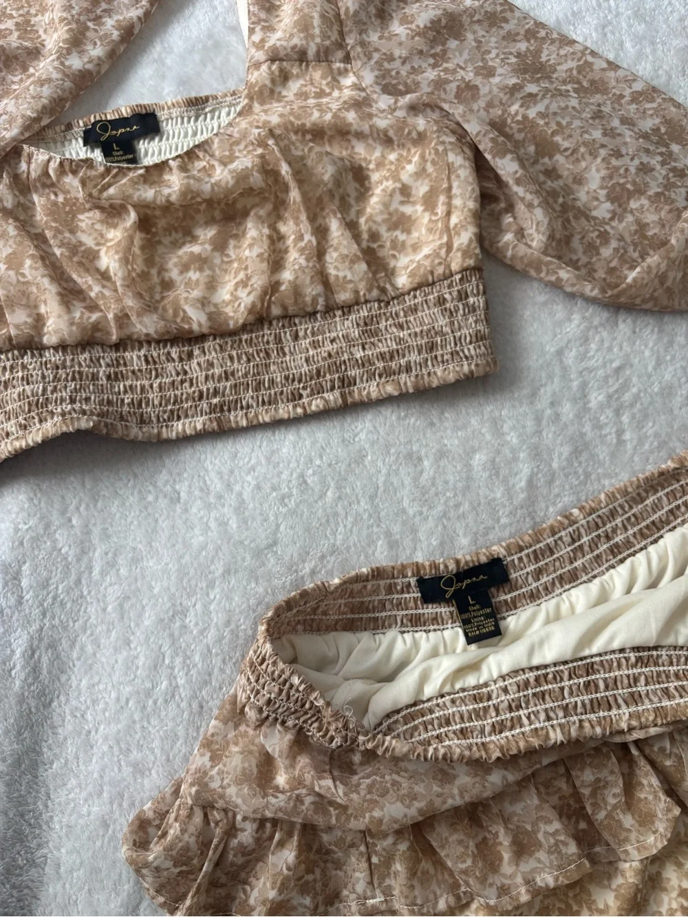 Beige Floral Ruffle Set - Picture 2 of 4